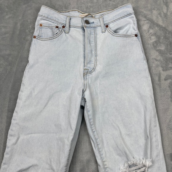 Levi's Jeans Women's Size 27x27 Blue Light Washed Ribcage Straight Ankle - Picture 2 of 10